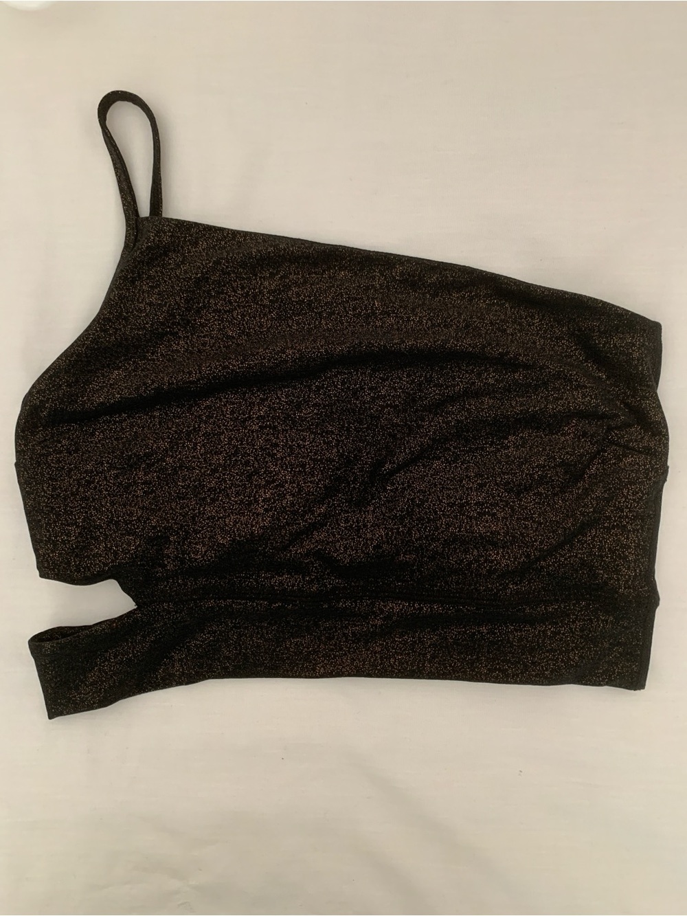 EUC BEYOND YOGA Shimmer One Shoulder Sports Bra Size M Bronze Black Metallic